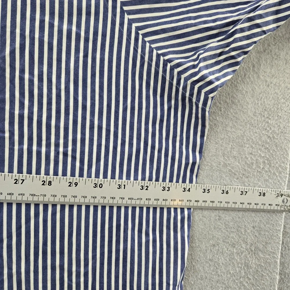 Ralph Lauren Men Button Up Shirt 5X BIG Blue Embroidered Striped Blake